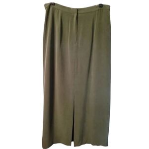 DIANE VON FURSTENBERG SILK green quiet luxury sophisticated career Maxi Skirt L